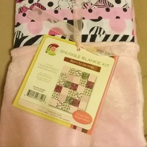 Creative Cuts Born to be Wild Snuggle Blankie Kit Pink 30" X 36" Craft Quilt Sew